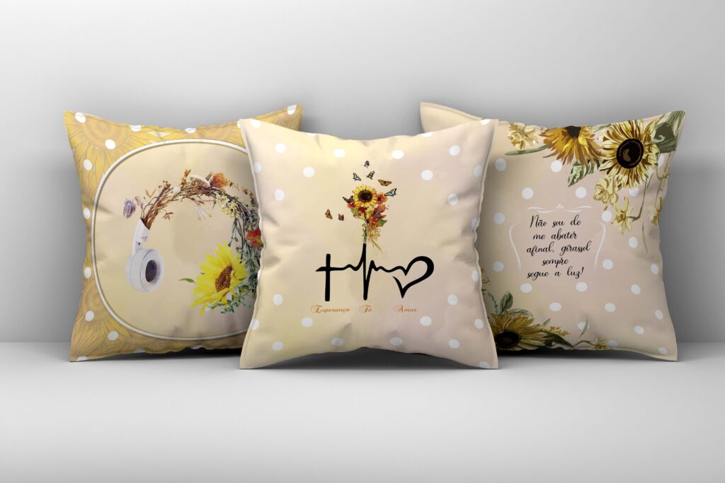 Editable PSD mockup of three large sleeping pillows on white background
