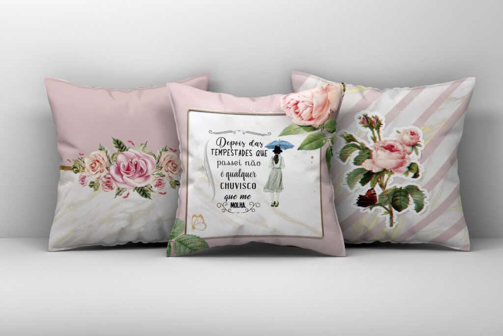 Editable PSD mockup of three large sleeping pillows on white background